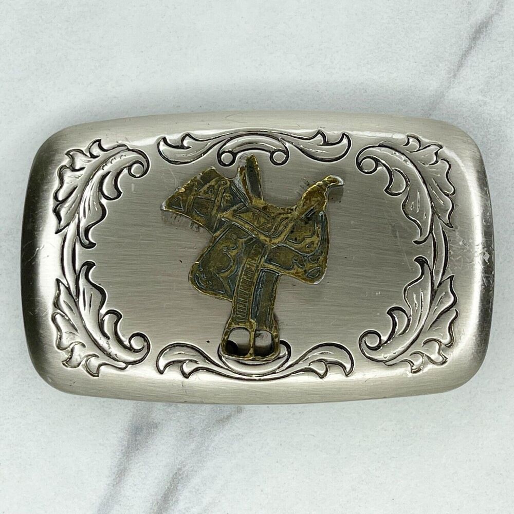 Vintage Leaves Leaf Saddle Western Belt Buckle Made in USA ✨